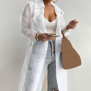 Stylish White Sheer Trench Coat